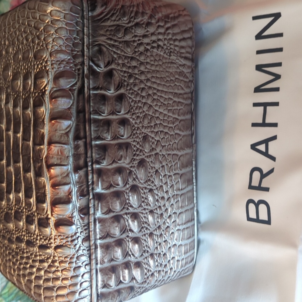 Brahmin Croc-Embossed Metallic Brown Mini Backpack - Picture 4 of 5